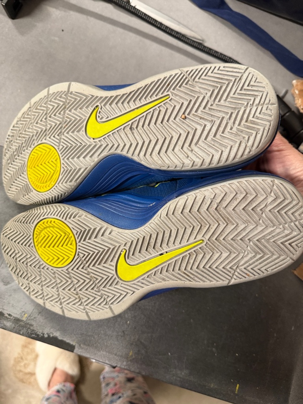 Nike Blue and Neon Yellow High-Top Basketball Shoes - Picture 3 of 9